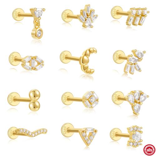 Pendiente de plata cubic zirconia Micro Pave Sterling, plata de ley 925, diferentes estilos para la opción & micro arcilla de zirconia cúbica & para mujer, más colores para la opción, Vendido por UD