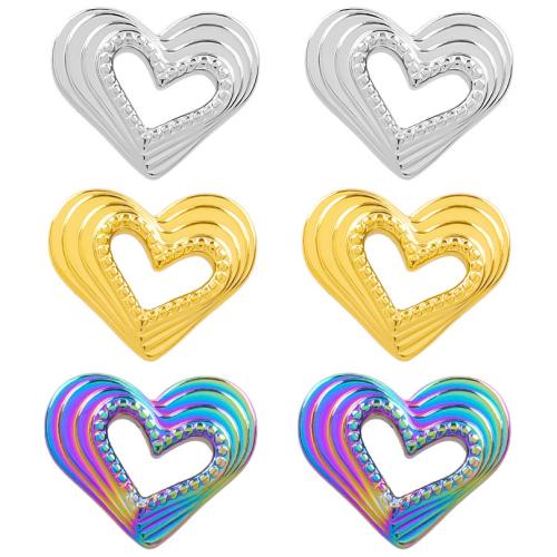 Stainless Steel Heart Pendants, 304 Stainless Steel, Vacuum Ion Plating, fashion jewelry & DIY & hollow [