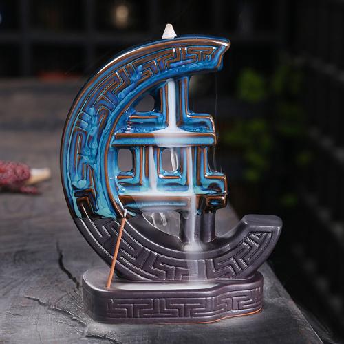 Incense Smoke Flow Backflow Holder Ceramic Incense Burner, Porcelain, for home and office & durable & multifunctional 