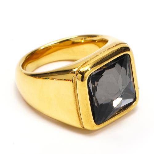 Bague en acier inoxydable , Acier inoxydable 304, cadre, Placage ionique sous vide, bijoux de mode & normes différentes pour le choix & pour homme & avec strass, plus de couleurs à choisir, Vendu par PC