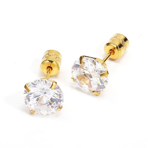 Stainless Steel Cubic Zirconia Stud Earring, 304 Stainless Steel, with Cubic Zirconia, Vacuum Ion Plating, fashion jewelry & Unisex 