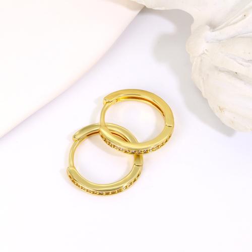 Cubic Zirconia Pendiente Brass Micro Pave, metal, chapado, diverso tamaño para la opción & micro arcilla de zirconia cúbica & para mujer, dorado, Vendido por Par[