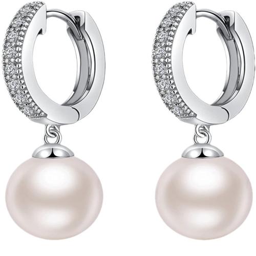 Boucles d'oreilles en laiton zircon cubique pavent, avec perle de plastique, Placage, pavé de micro zircon & pour femme, plus de couleurs à choisir Vendu par paire[