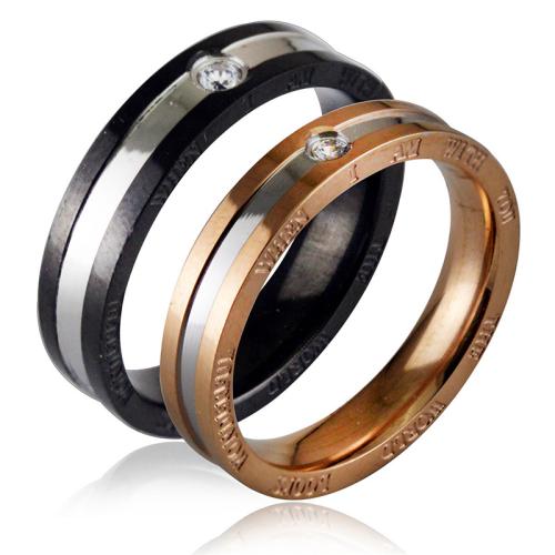 Bague en acier inoxydable , Acier inoxydable 304, unisexe & normes différentes pour le choix & styles différents pour le choix & avec strass, plus de couleurs à choisir, Vendu par PC