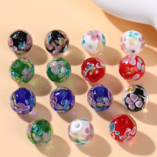 Perles en verre florales, Rond, bijoux de mode & DIY, plus de couleurs à choisir, 12mm, Vendu par PC[