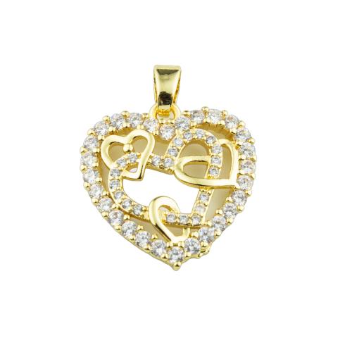 Cubic Zirconia Micro Pave Sterling Silver Pendant, 925 Sterling Silver, Heart, DIY & micro pave cubic zirconia Approx 3mm 