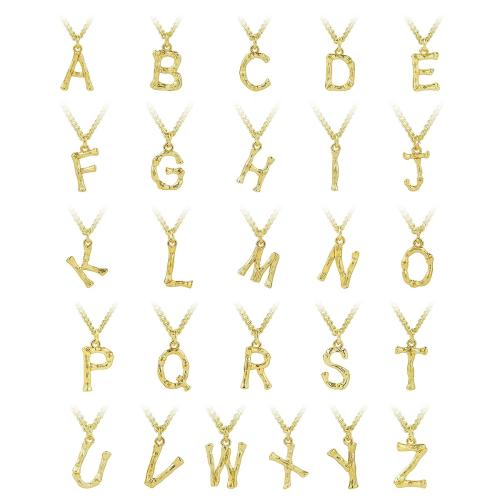 Zinc Alloy Necklace, with 7cm extender chain, Alphabet Letter, fashion jewelry & for woman, gold cm 