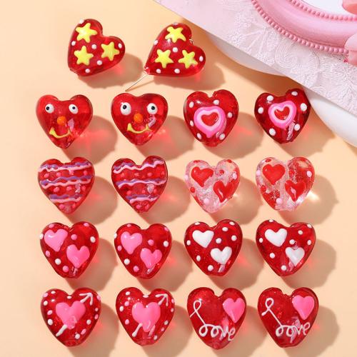 Glass Beads, Heart, fashion jewelry & DIY & enamel 20mm 