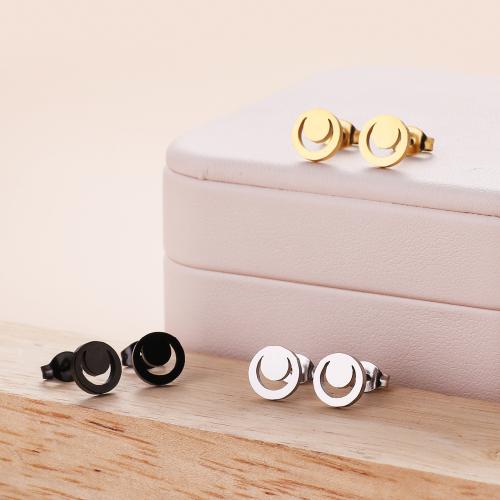 Stainless Steel Stud Earring, 304 Stainless Steel, Flat Round, Vacuum Ion Plating, fashion jewelry & for woman & hollow 