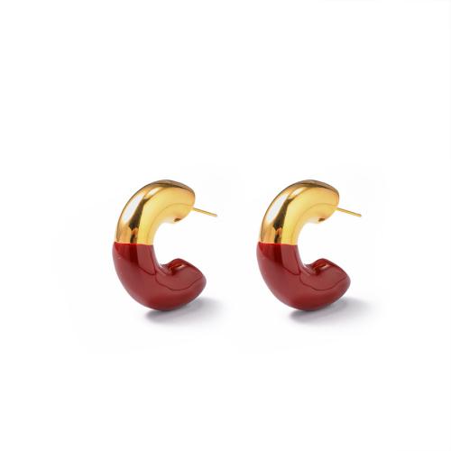 Brass Stud Earring, fashion jewelry & for woman & enamel 