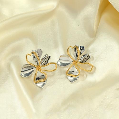 Brass Stud Earring, Flower, fashion jewelry & for woman 