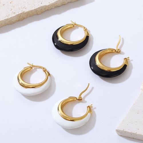 Stainless Steel Leverback Earring, 304 Stainless Steel, Round, plated, for woman & enamel 