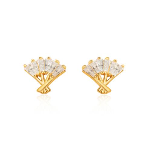 Cubic Zirconia Micro Pave Brass Earring, plated, micro pave cubic zirconia & for woman 