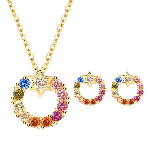 Cubic Zirconia Micro Pave Brass Jewelry Sets, plated & micro pave cubic zirconia & for woman [