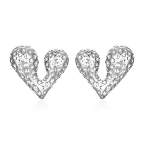 Edelstahl Stud Ohrring, 304 Edelstahl, Herz, Vakuum-Ionen-Beschichtung, Modeschmuck & verschiedene Stile für Wahl & für Frau, keine, 24x21mm, verkauft von Paar