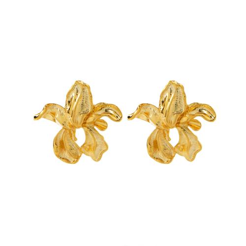 Brass Stud Earring, Flower, fashion jewelry & for woman 