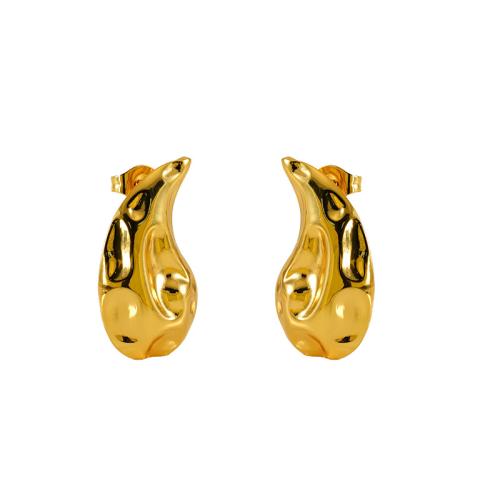 Edelstahl Stud Ohrring, 304 Edelstahl, 18K vergoldet, Modeschmuck & für Frau, goldfarben, 24x13mm, verkauft von Paar