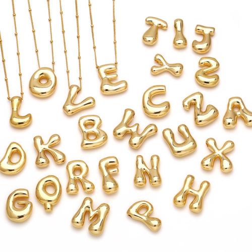 Brass Jewelry Necklace, with 5cm extender chain, Alphabet Letter, gold color plated, fashion jewelry golden cm 