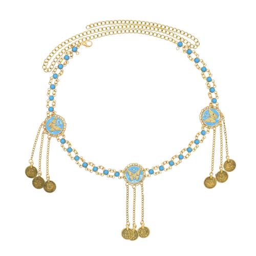 Body Chain Jewelry, Zinc Alloy, with Synthetic Turquoise, fashion jewelry & for woman & enamel .8 Inch 