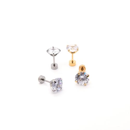 Edelstahl Ohrpiercing Schmuck, 304 Edelstahl, plattiert, unisex & verschiedene Größen vorhanden & Micro pave Zirkonia, keine, verkauft von PC