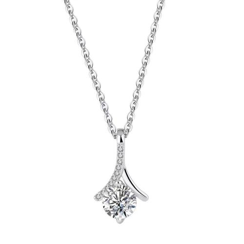 Zircon cubique Micro Pave collier en argent sterling, argent sterling 925, Placage, pavé de micro zircon & pour femme, argent Environ 41-50 cm, Vendu par PC