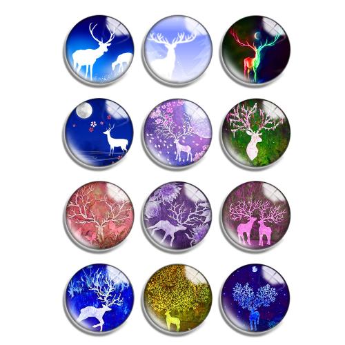 Time Gem Cabochon, Glass, with Resin, Flat Round, mixed pattern & DIY 