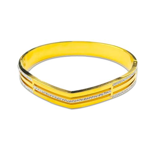 Partículas de acero Brazalete, Joyería & para mujer & con diamantes de imitación, más colores para la opción, diámetro interior:aproximado 60mm, Vendido por UD