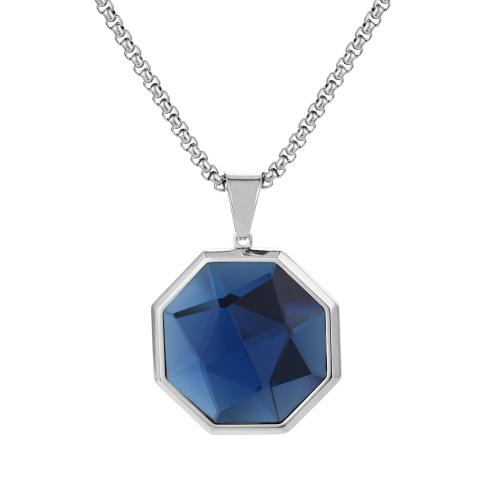 Collier de bijoux de titane, Acier titane, avec Pierre de verre, bijoux de mode & pour femme, plus de couleurs à choisir Environ 20 pouce, Vendu par PC