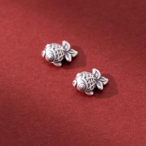 Sterling Silver Spacer Beads, 925 Sterling Silver, Goldfish, DIY, 15mm 