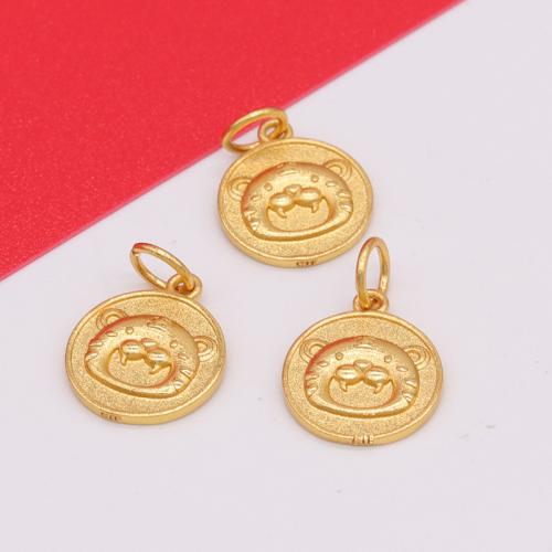 Brass Jewelry Pendants, Round, gold color plated, DIY 