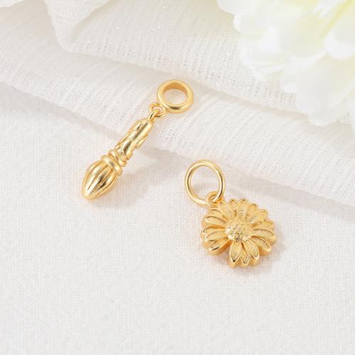 Brass Flower Pendants, gold color plated, DIY 