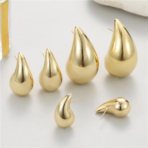 Brass Stud Earring, gold color plated & for woman 