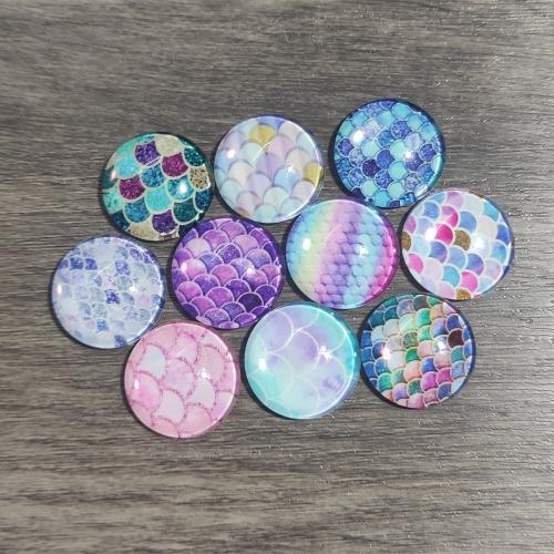 Cabochons de résine Fashion, verre, avec résine, Plat rond, modèle mixte & DIY & normes différentes pour le choix Vendu par lot