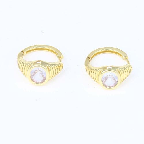 Cubic Zirconia Micro Pave Brass Earring, gold color plated, micro pave cubic zirconia & for woman 