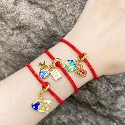 Cúbicos Circonia pulsera Latón de Micro pavimenta, metal, chapado en color dorado, Joyería & diferentes patrones para la opción & micro arcilla de zirconia cúbica & esmalte, Rojo, Vendido por UD[