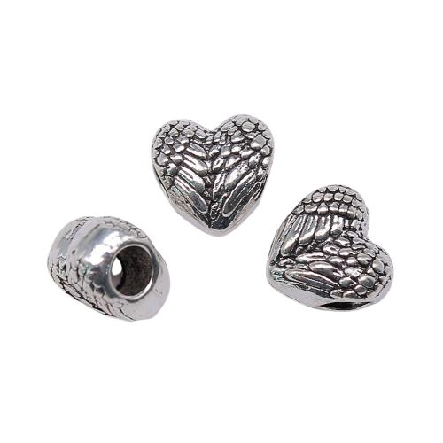 Zinc Alloy Large Hole Beads, Heart, antique silver color plated, vintage & fashion jewelry & DIY [