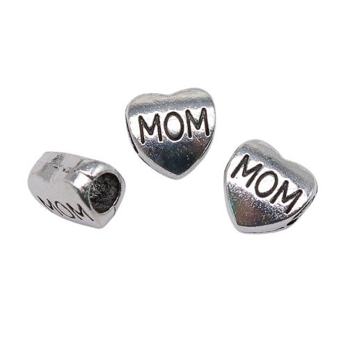 Zinc Alloy Large Hole Beads, Heart, plated, vintage & fashion jewelry & DIY 