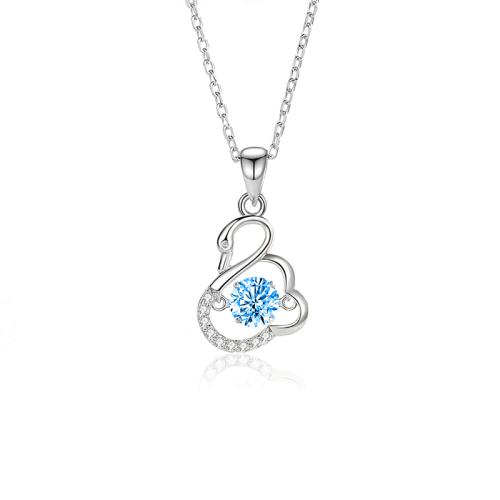 Cubic Zirconia Micro Pave Sterling Silver Necklace, 925 Sterling Silver, with Moissanite, with 5cm extender chain, fashion jewelry & micro pave cubic zirconia & for woman Approx 40 cm 