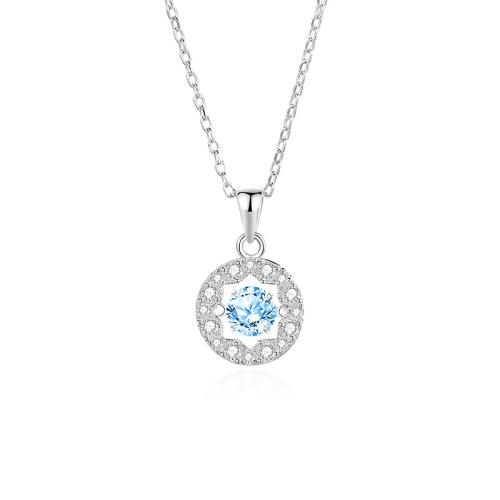 Cubic Zirconia Micro Pave Sterling Silver Necklace, 925 Sterling Silver, with Moissanite, with 5cm extender chain, fashion jewelry & micro pave cubic zirconia & for woman Approx 40 cm 