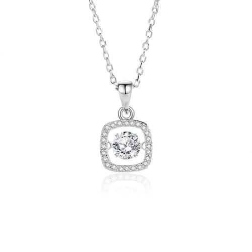 Cubic Zirconia Micro Pave Sterling Silver Necklace, 925 Sterling Silver, with Moissanite, with 5cm extender chain, fashion jewelry & micro pave cubic zirconia & for woman Approx 40 cm 