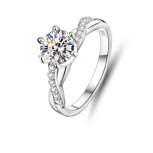 Anillo de dedo Zirconia Micro Pave Sterling Silver Cubic, Plata de ley 925, con Moissanite, Joyería & diverso tamaño para la opción & micro arcilla de zirconia cúbica & para mujer, Vendido por UD