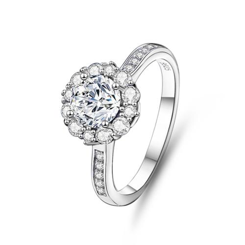 Zircon pavent argent sterling Bague, Argent sterling 925, avec Moissanite, bijoux de mode & normes différentes pour le choix & pavé de micro zircon & pour femme, Vendu par PC