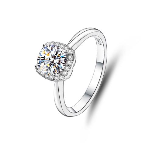 Zircon pavent argent sterling Bague, Argent sterling 925, avec Moissanite, bijoux de mode & normes différentes pour le choix & pavé de micro zircon & pour femme, Vendu par PC