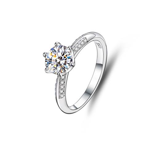 Anillo de dedo Zirconia Micro Pave Sterling Silver Cubic, Plata de ley 925, con Moissanite, Joyería & micro arcilla de zirconia cúbica & para mujer, Vendido por UD