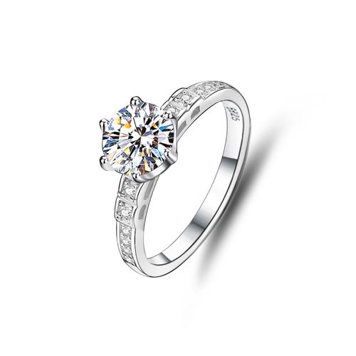 Zircon pavent argent sterling Bague, Argent sterling 925, avec Moissanite, bijoux de mode & pavé de micro zircon & pour femme, Vendu par PC