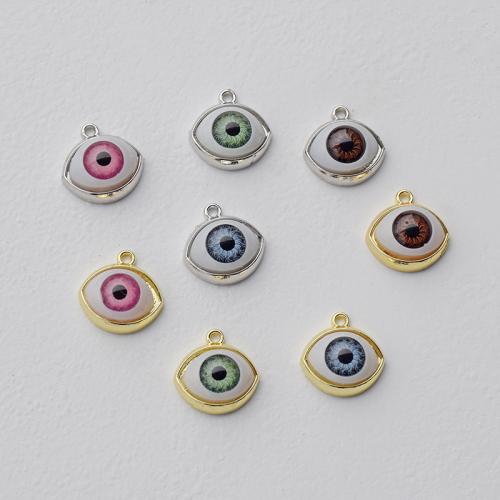 Resin Zinc Alloy Pendants, with Resin, Evil Eye, plated, DIY [