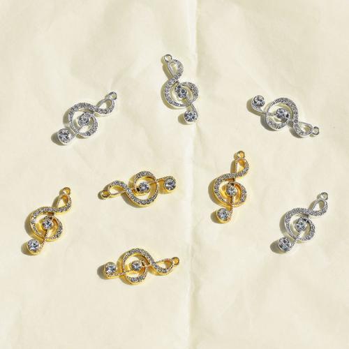 Zinc Alloy Rhinestone Pendants, Music Note, plated, DIY & with rhinestone [