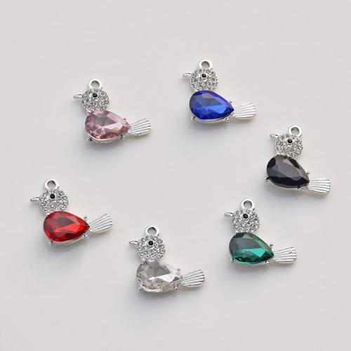 Zinc Alloy Rhinestone Pendants, Bird, plated, DIY & with rhinestone 