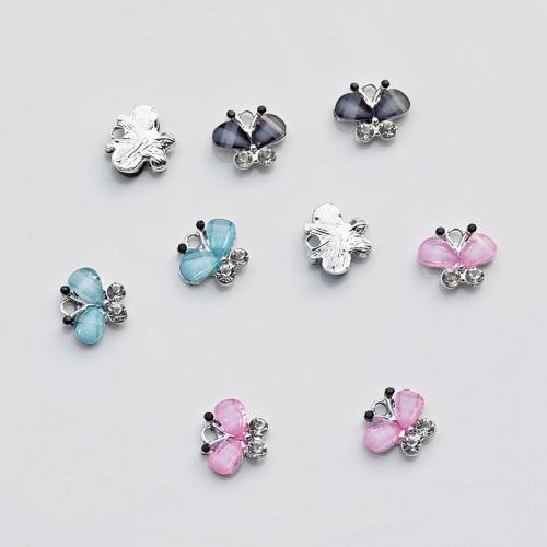 Resin Zinc Alloy Pendants, with Resin, Butterfly, plated, DIY [