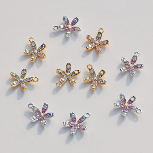 Zinc Alloy Rhinestone Pendants, Flower, plated, DIY & with rhinestone [